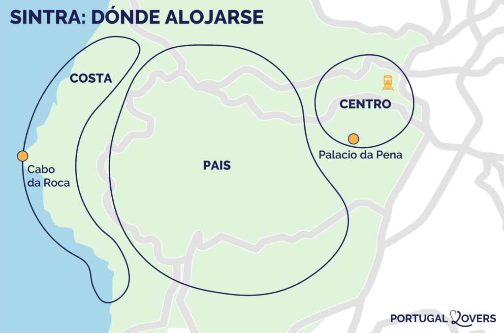 mapa mejores lugares para alojarse en sintra