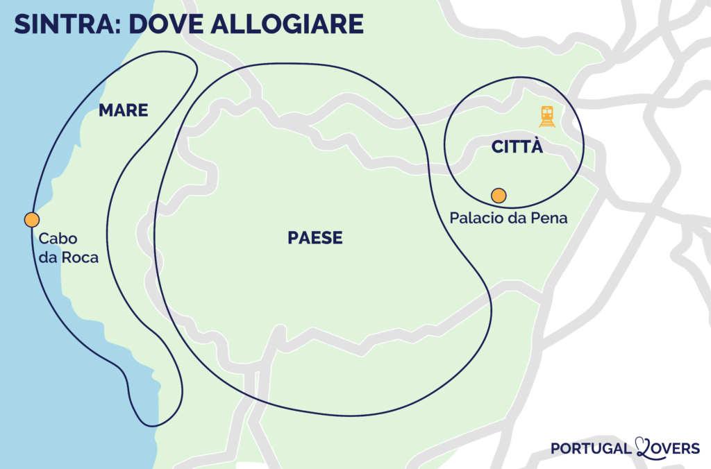 mappa migliori luoghi di soggiorno a sintra