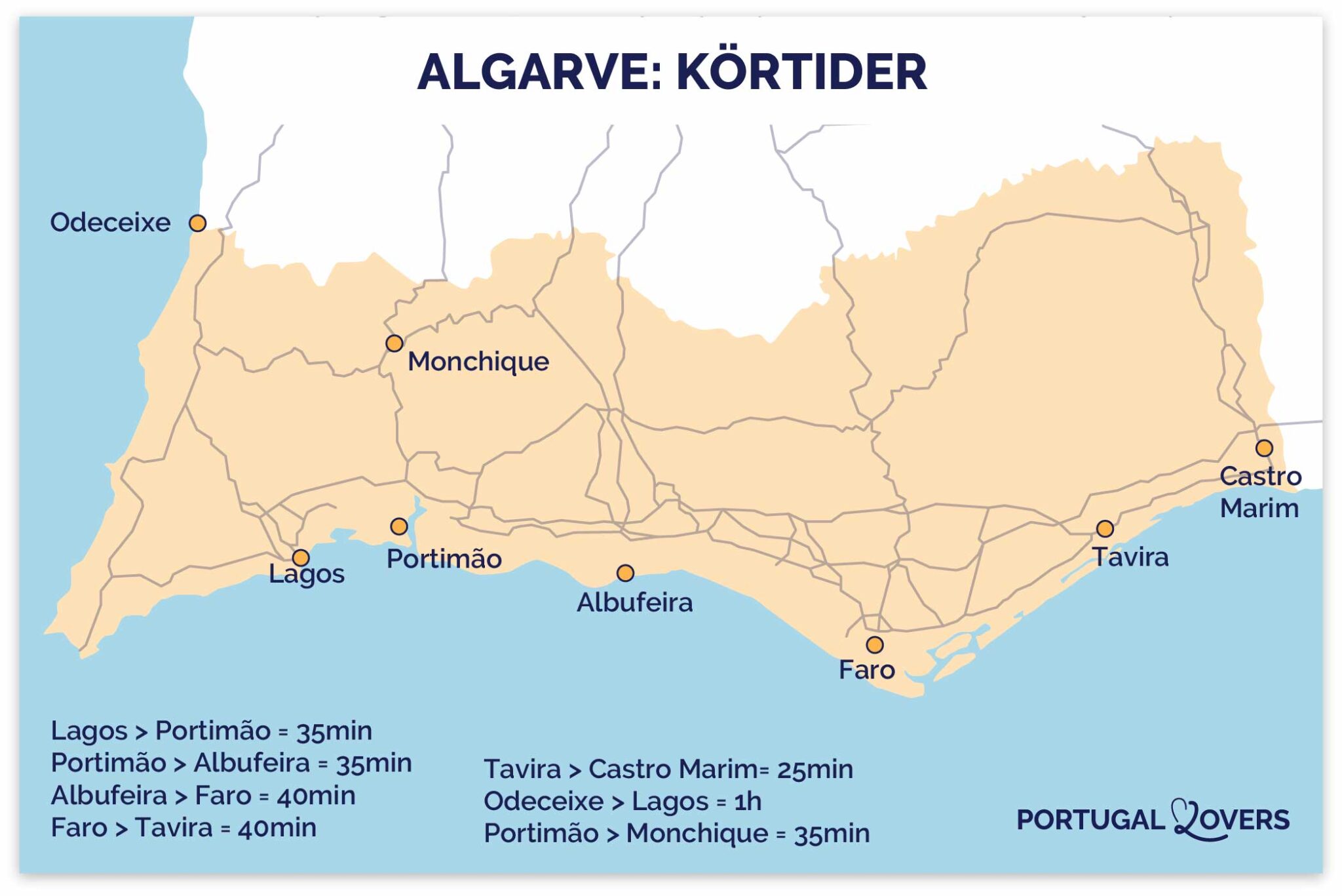 Karta över Algarve
