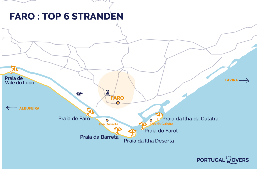 kaart mooiste stranden faro beste