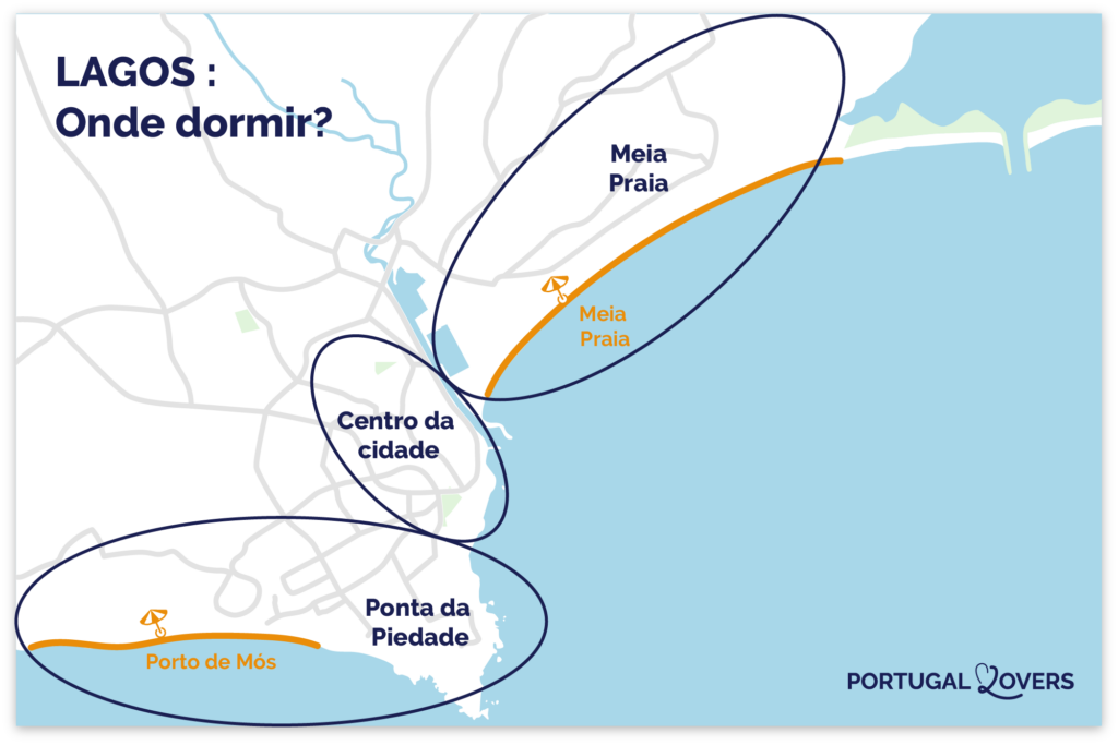 mapa dos melhores sítios para ficar em lagos