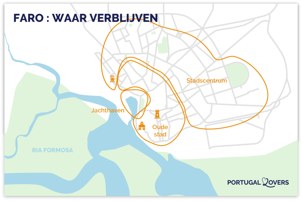 kaart beste plaatsen om te verblijven in faro