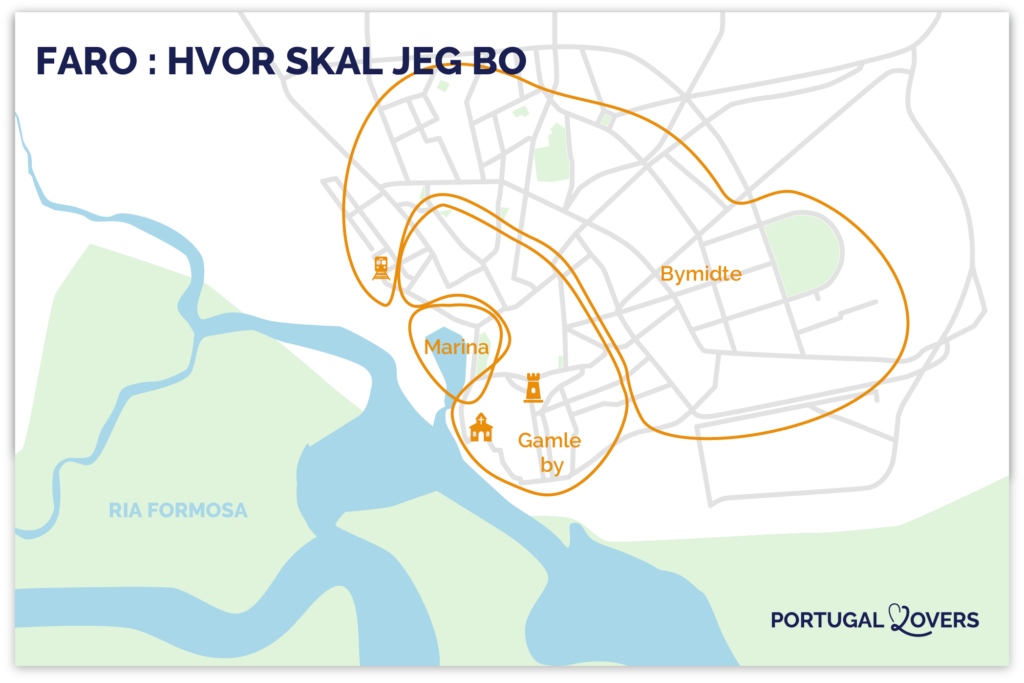 kort over de bedste steder at bo i faro