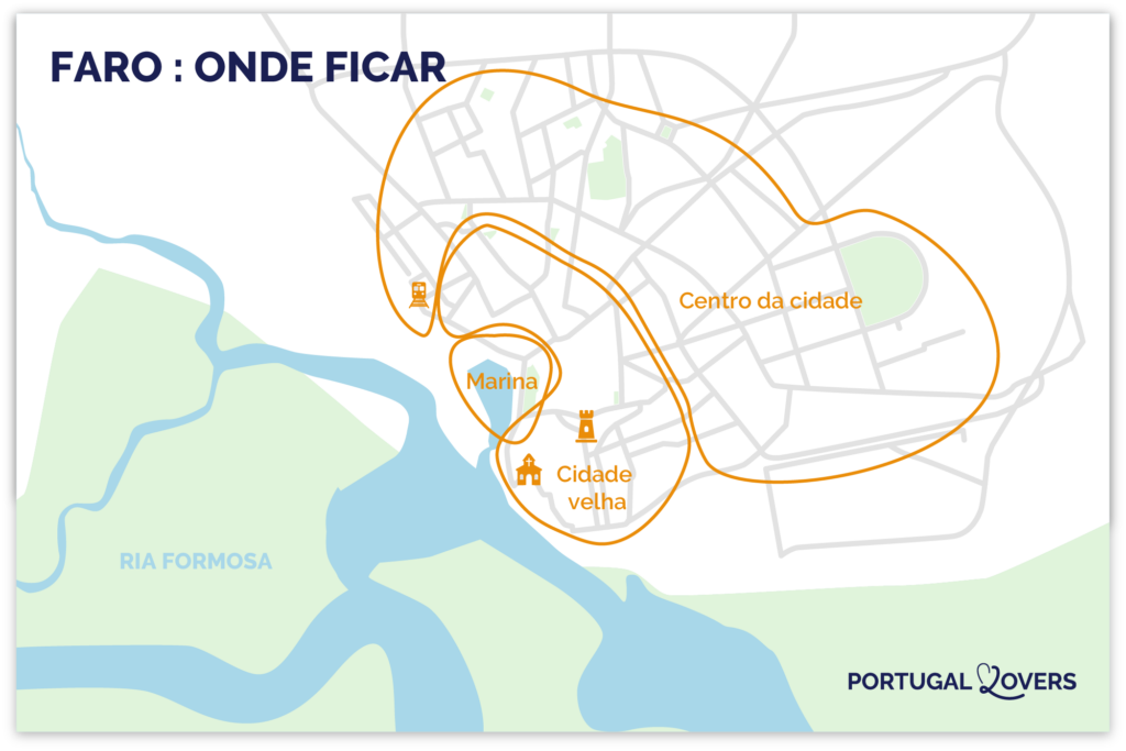 mapa melhores lugares para ficar em faro