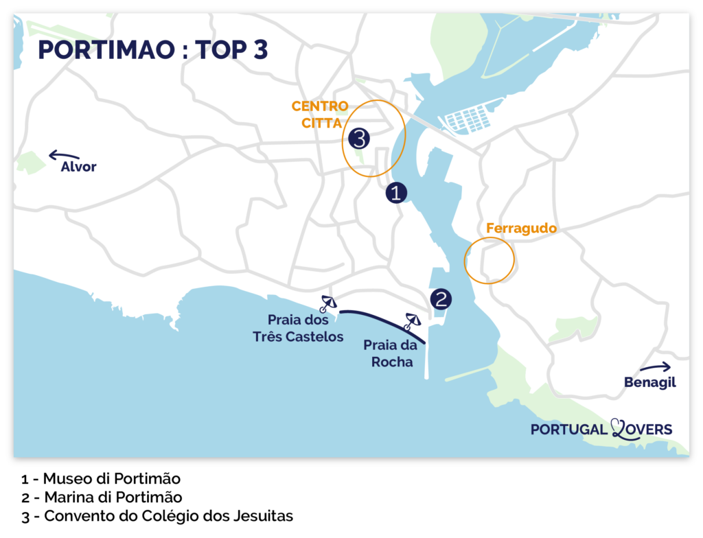 mappa delle attrazioni di portimao