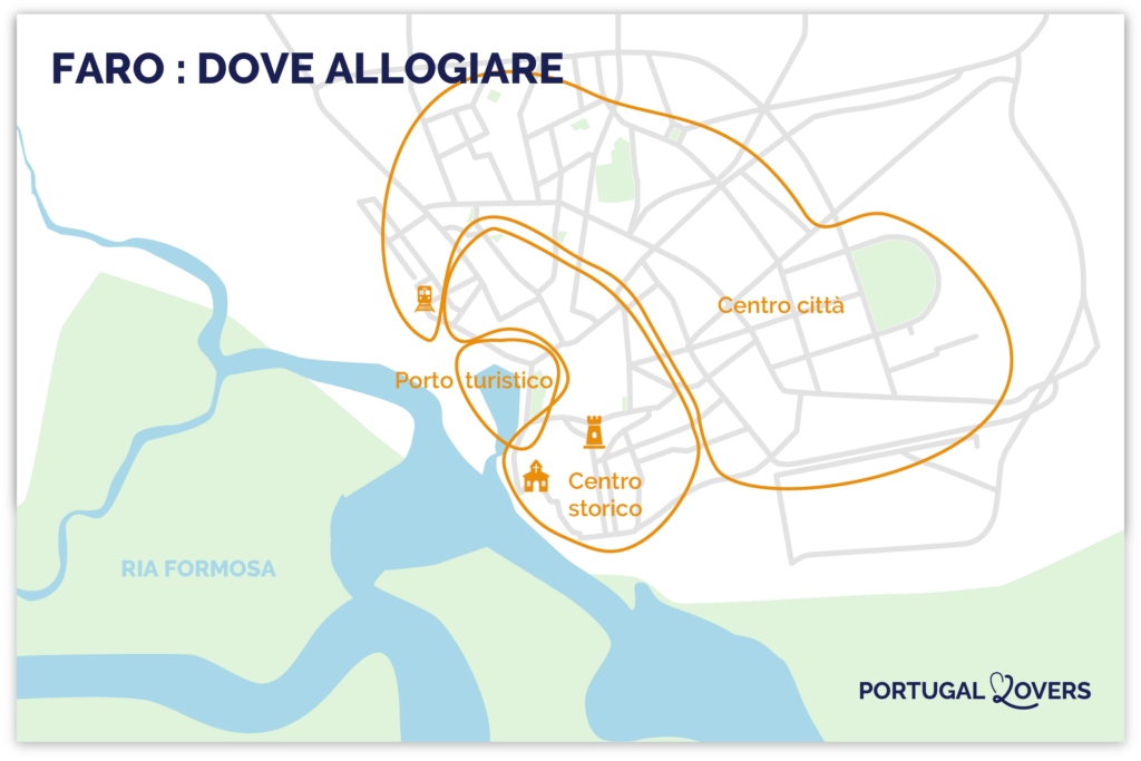 mappa migliori luoghi di soggiorno a faro