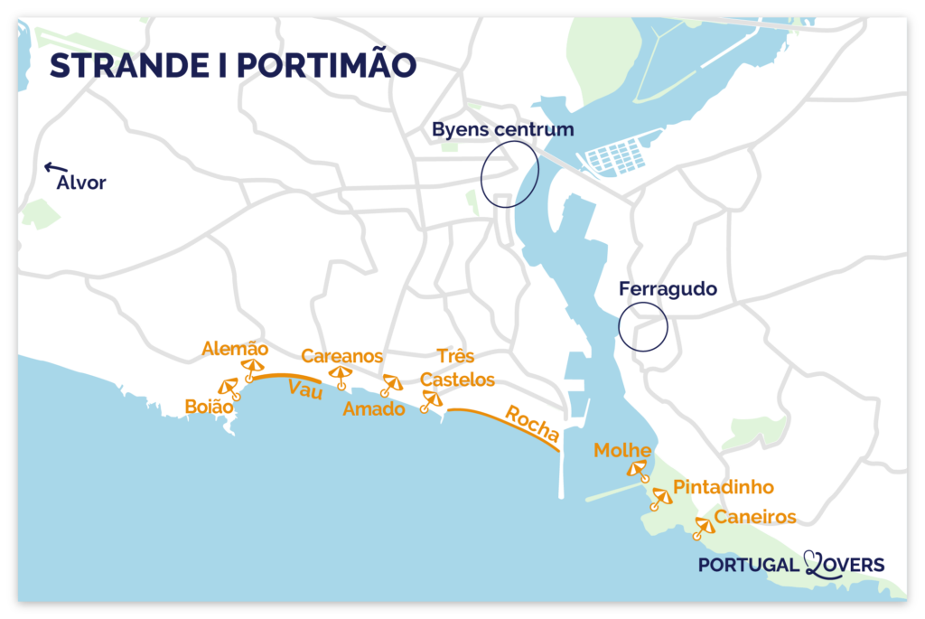 kort smukkeste strande portimao bedste