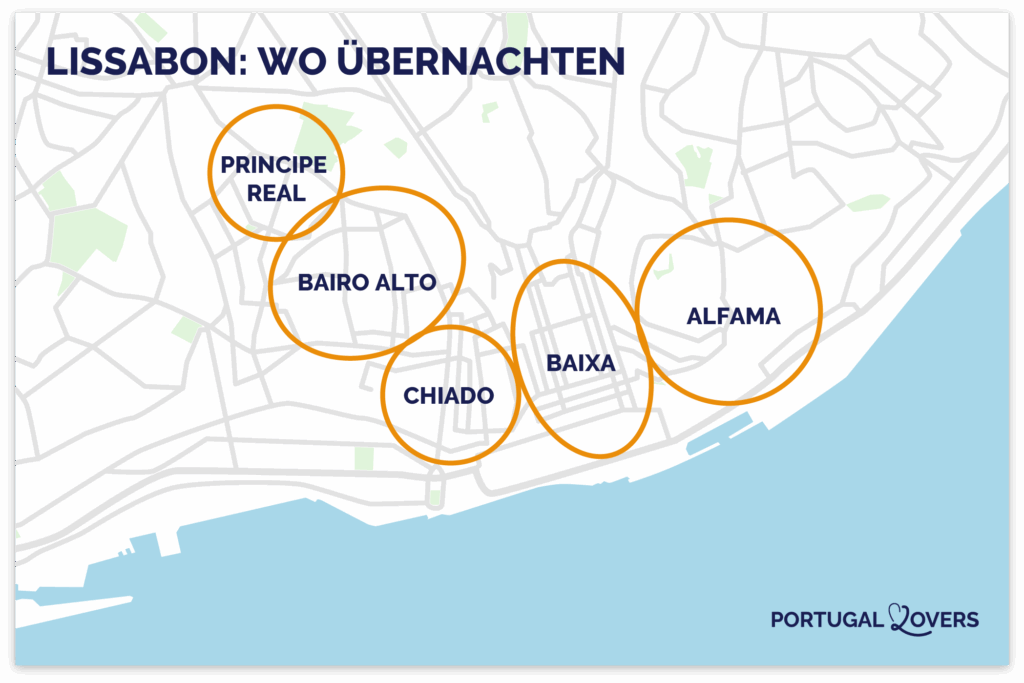 Karte der besten Wohngegenden in Lissabon