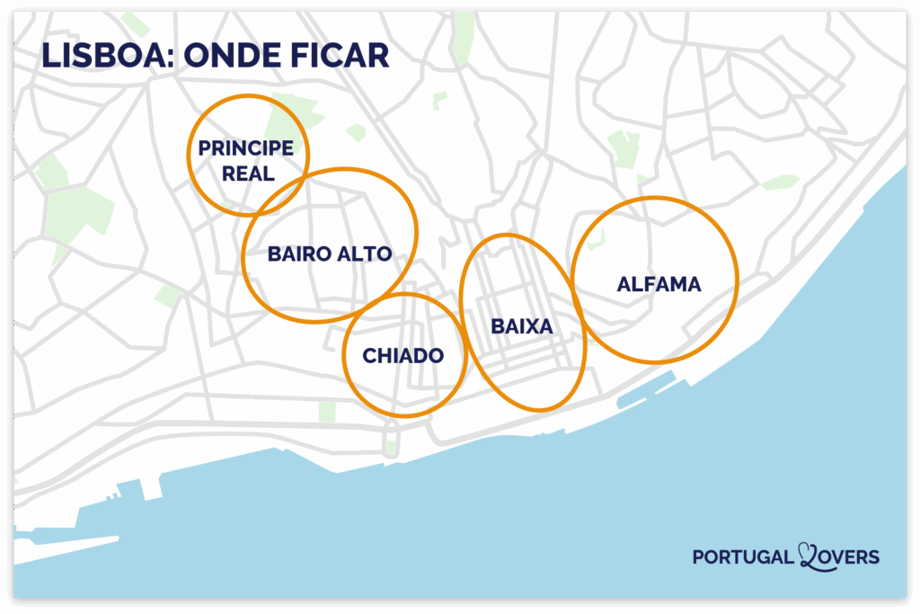 Mapa das melhores zonas para ficar em Lisboa