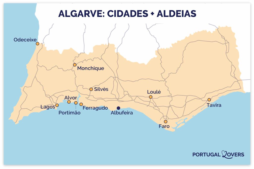 mapa melhores cidades algarvias aldeias