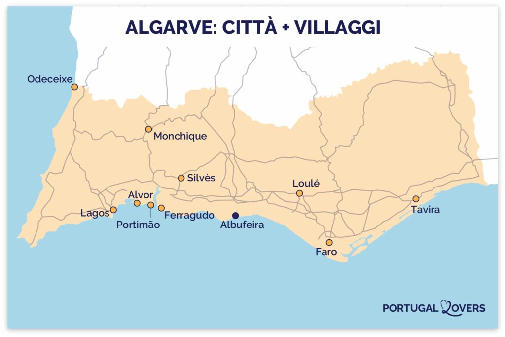 mappa migliori città villaggi Algarve