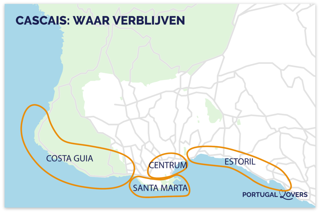 kaart beste plaatsen om te verblijven in Cascais