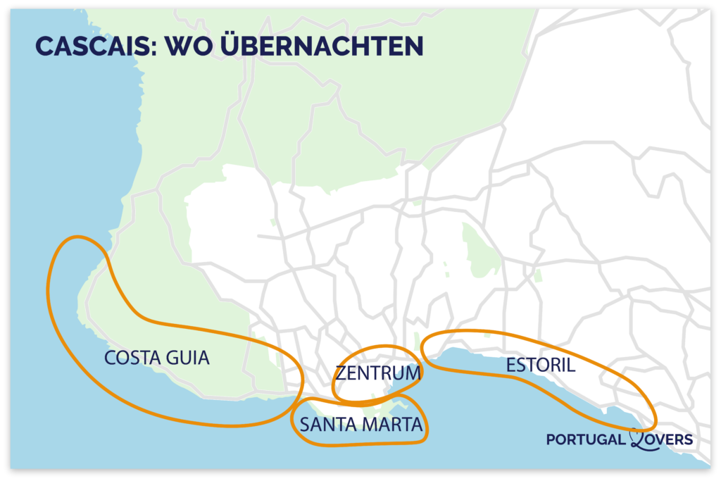 Karte der besten Gegenden Cascais oder Aufenthalt