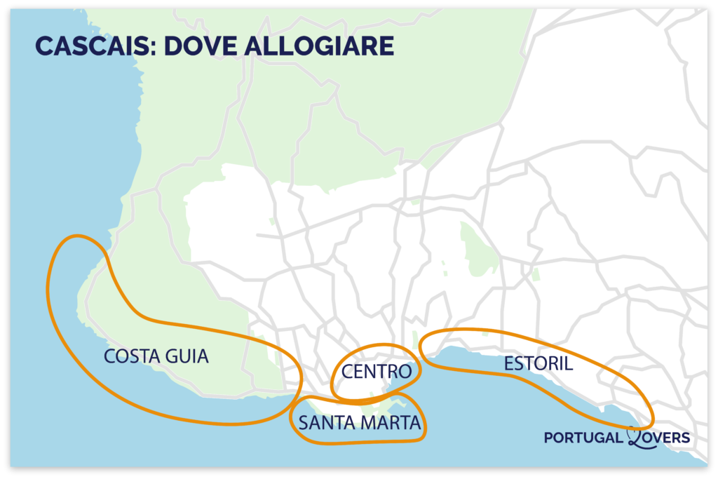 mappa dei migliori luoghi in cui soggiornare a Cascais