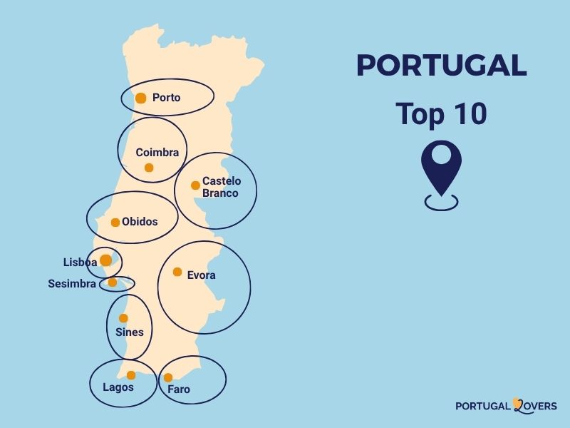 Karte oder Reise nach Portugal – die besten Reiseziele