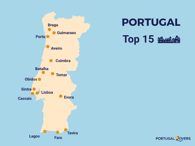 Karte der schönsten Städte Portugals